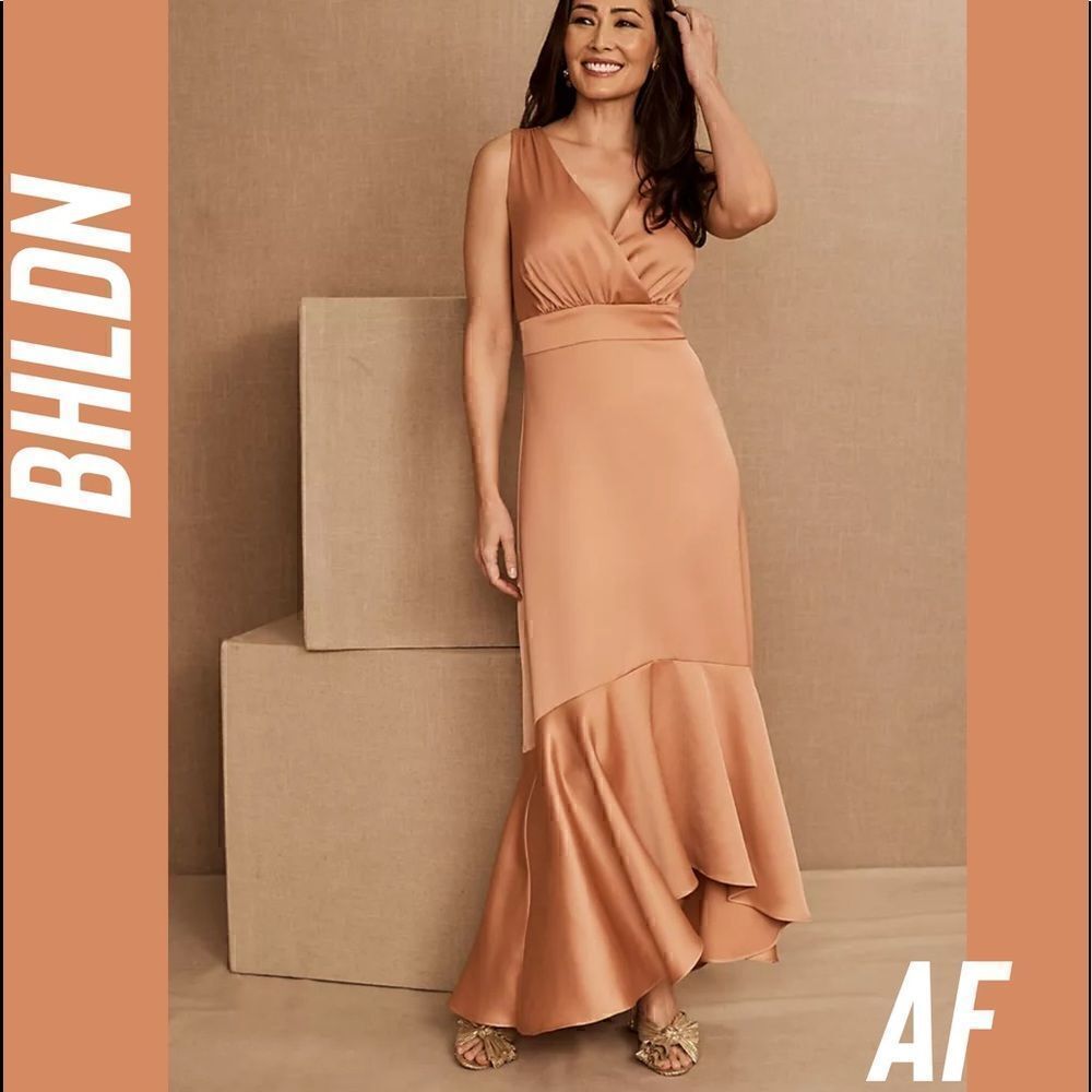 BHLDN FAIRBANKS SATIN DRESS MAXI NEW NWT SIZE 14 IN CLAY